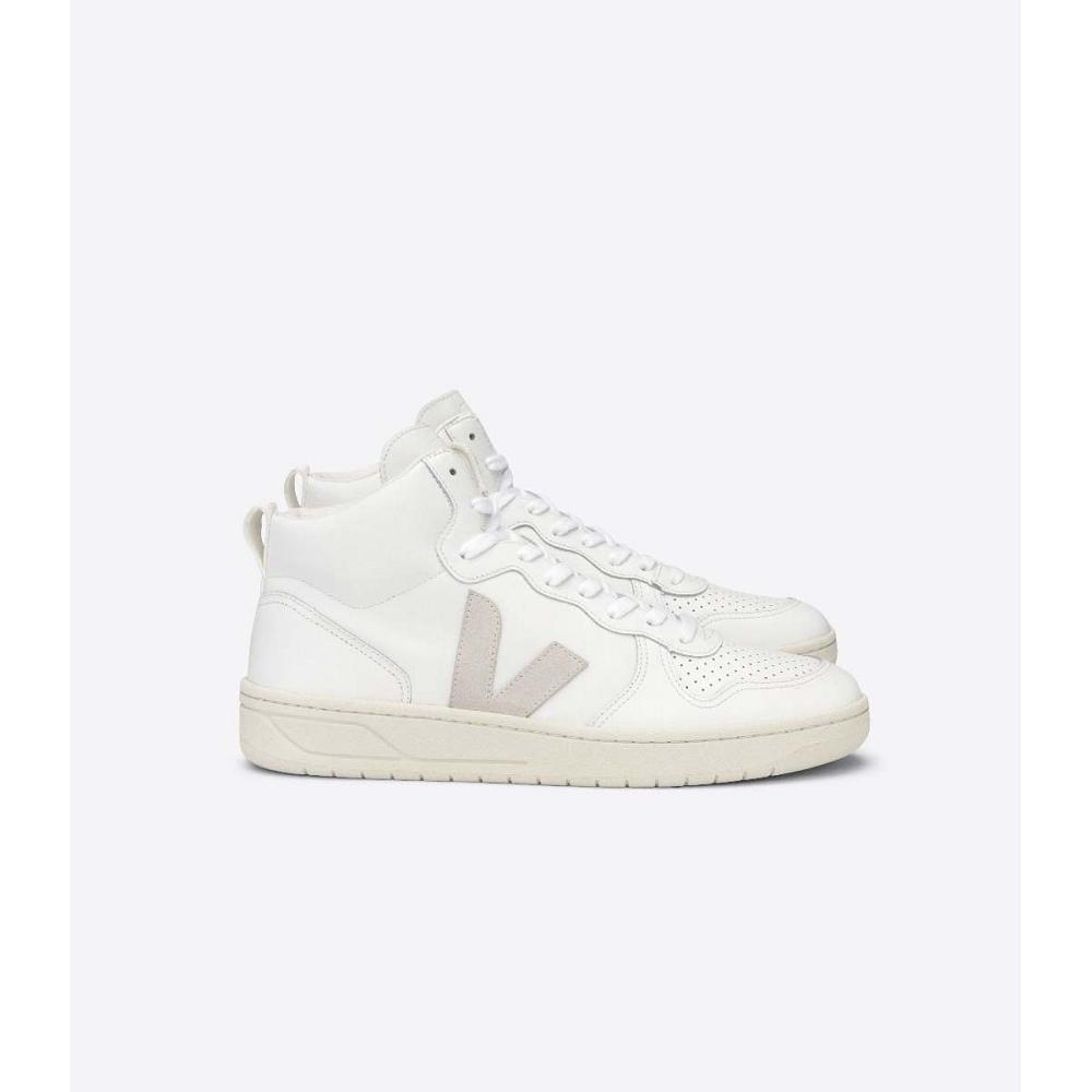 Veja V-15 LEATHER Vysoke Damske White/Beige | SK 368OKI